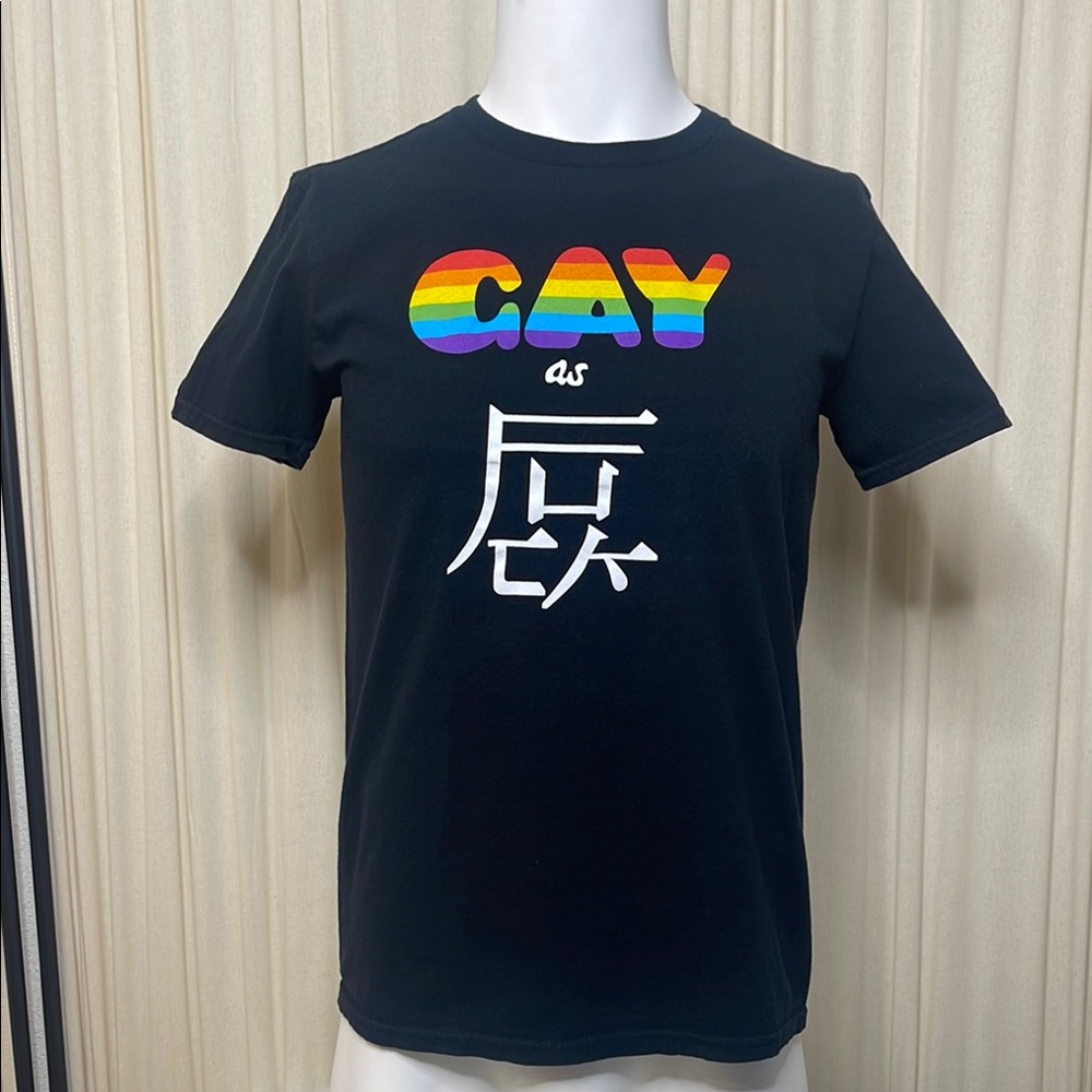 EUC- UNI(ANY)SEX- GAY AS FU<{ BLACK PRIDE TEE SHIRT SIZE MEDIUM